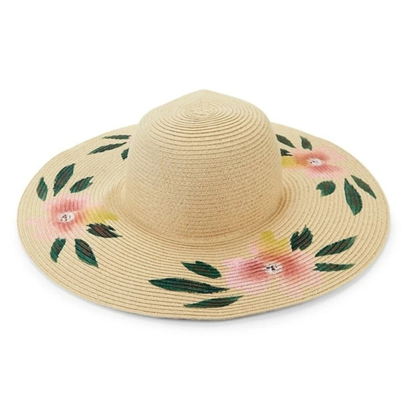 Anthropologie San Diego Floral Floppy Straw Hat - Picture 2 of 5